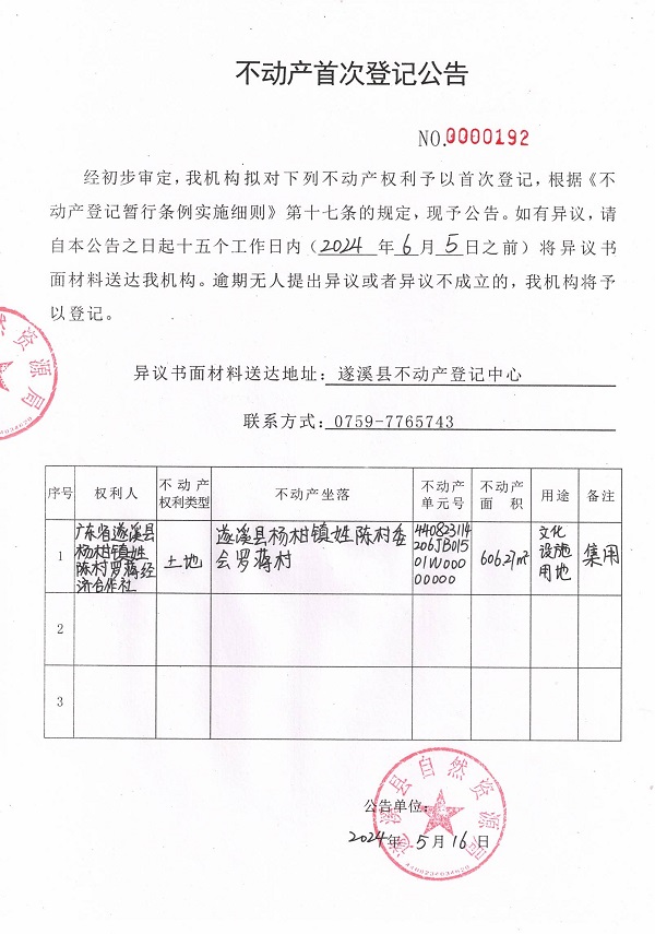 0516不動(dòng)產(chǎn)首次登記公告（廣東省遂溪縣楊柑鎮(zhèn)姓陳村羅蔣經(jīng)濟(jì)合作社）.jpg