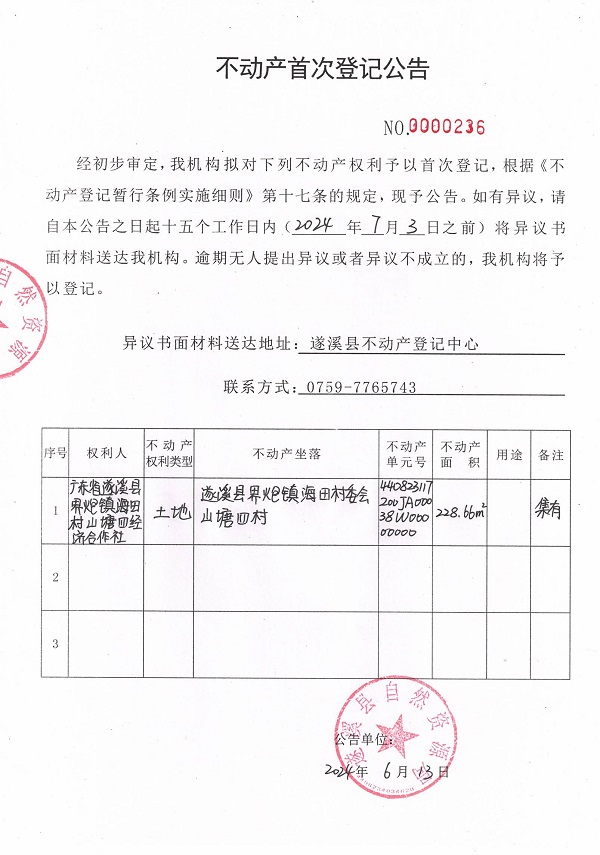 0613不動(dòng)產(chǎn)首次登記公告（廣東省遂溪縣界炮鎮(zhèn)海田村山塘四經(jīng)濟(jì)合作社）1.jpg