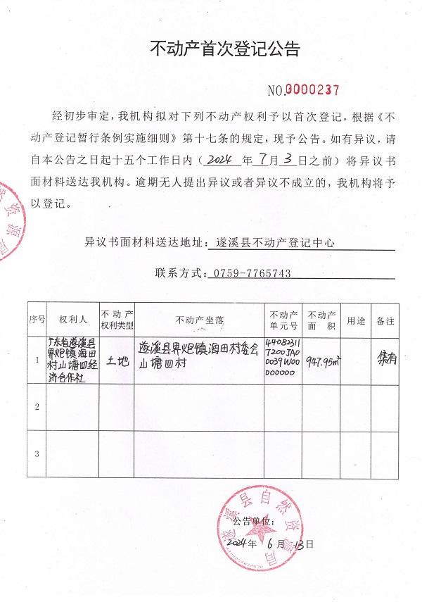 0613不動產(chǎn)首次登記公告（廣東省遂溪縣界炮鎮(zhèn)海田村山塘四經(jīng)濟(jì)合作社）2.jpg