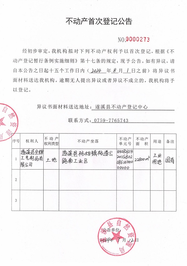 0712不動產(chǎn)首次登記公告（遂溪縣全輝工藝制品有限公司）.jpg